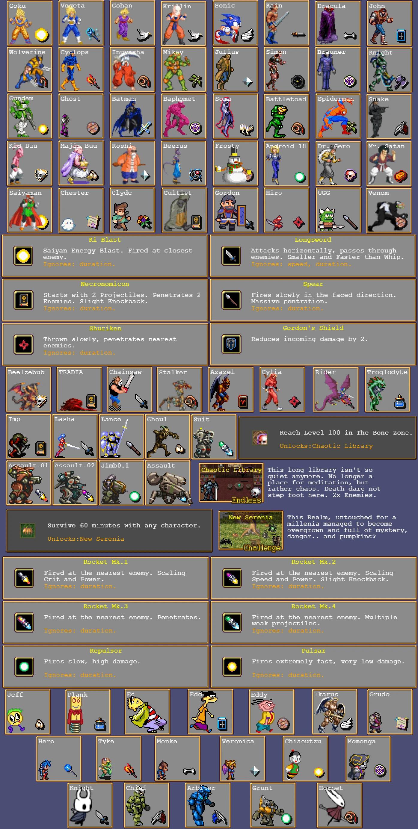 Vampire Survivors preview character montage